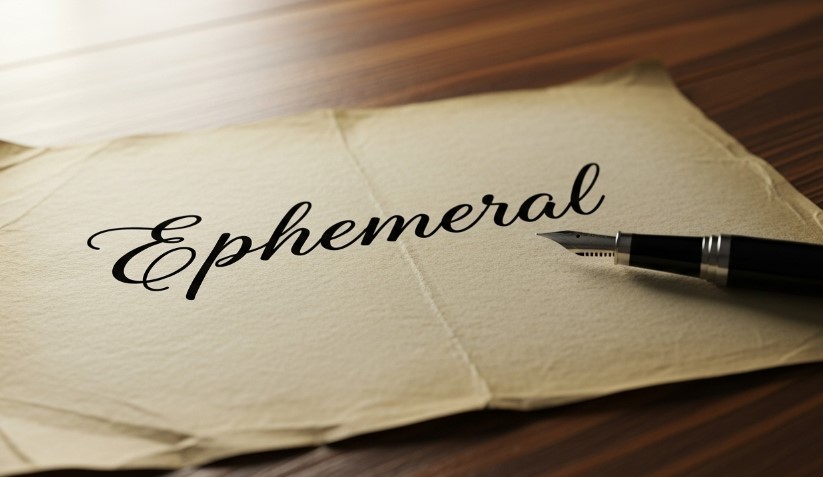 Ephemeral, written in elegant script on aged paper with a fountain pen poised
