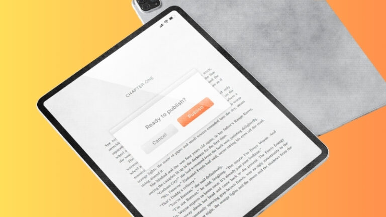 Tablet screen shows a “Ready to Publish?” prompt during steps to publish a book on Amazon KDP