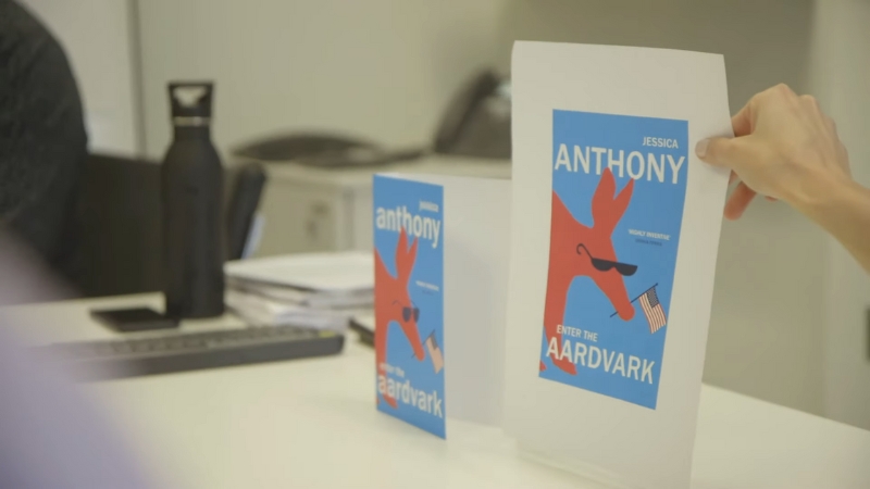 Book cover design layout showing title, author name, and subtitle hierarchy on a printed mockup