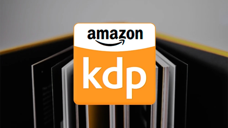 Amazon KDP logo displayed over stacked paperback and hardcover books