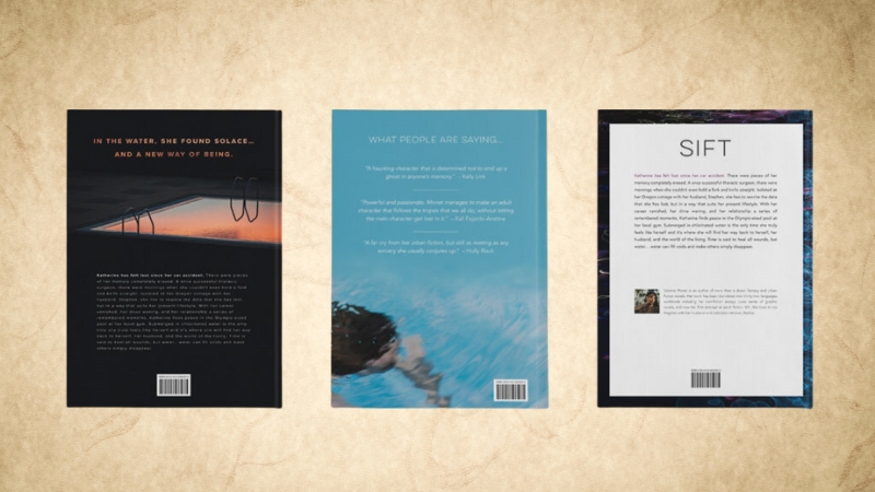 Three book back covers showing different book blurb layouts and styles