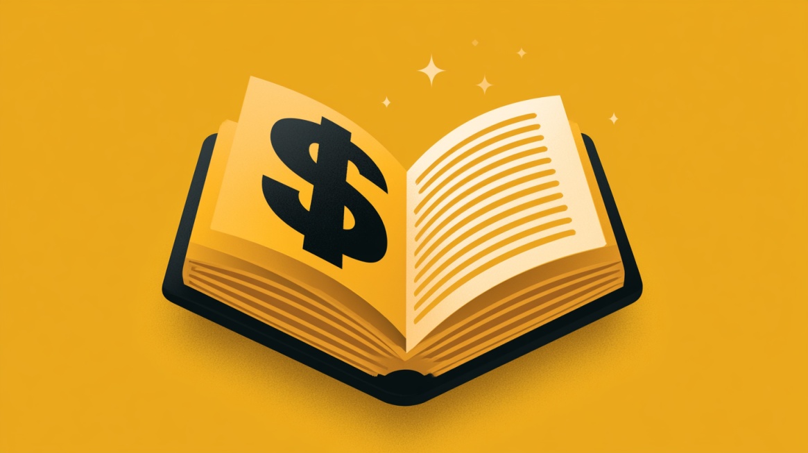 An open book featuring a dollar sign symbol on one page against a bright yellow background